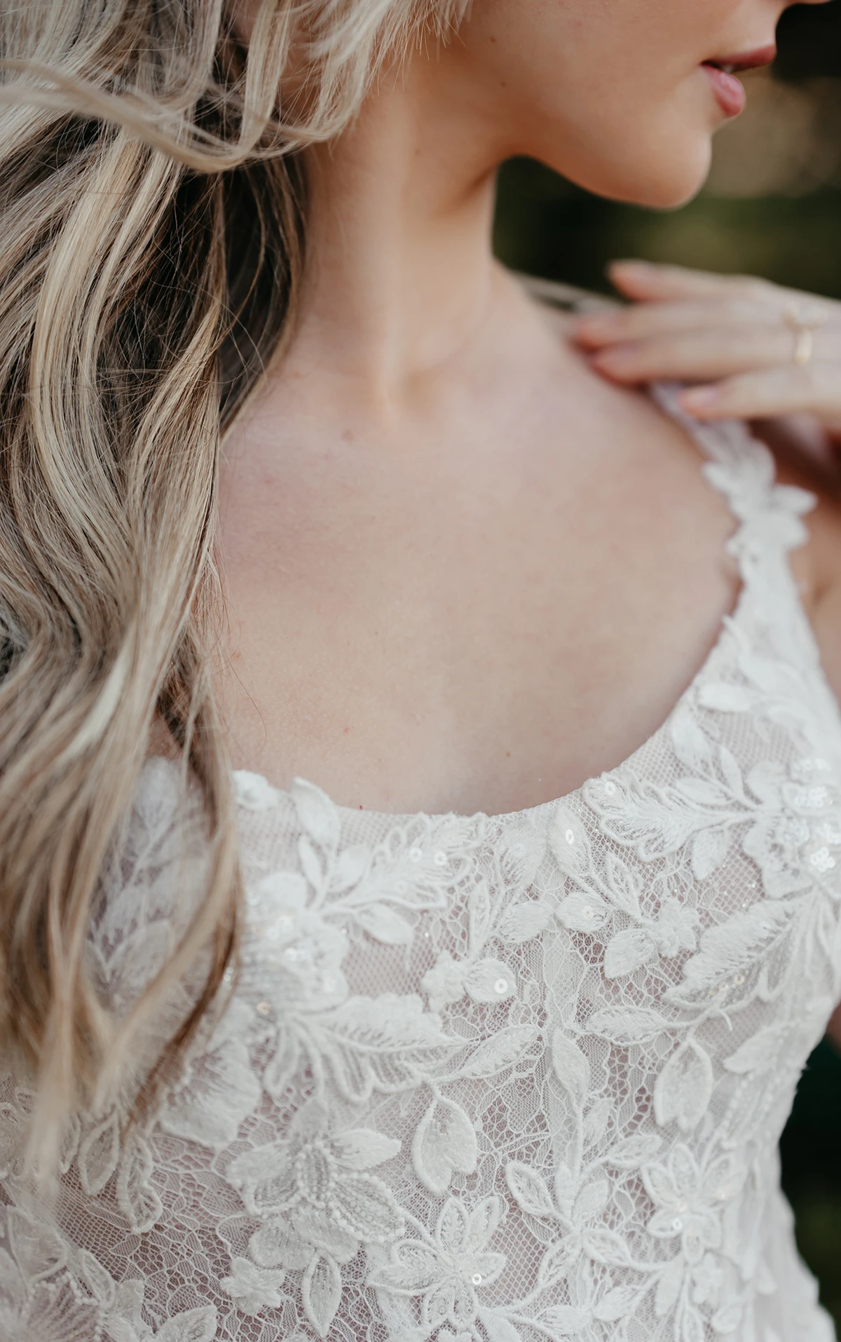 Sparkling Lace Fit-and-Flare Wedding Dress with Scoop Neckline - Image 3