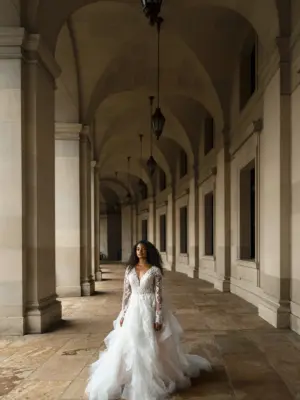 Sparkling Lace and Tulle Ballgown Wedding Dress
