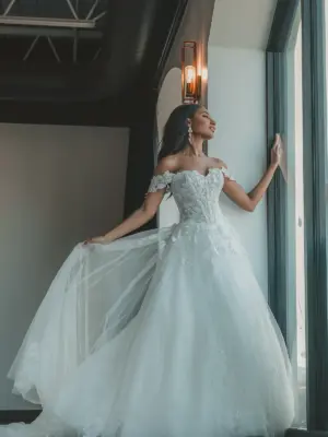 Romantic Princess Ballgown Wedding Dress in Lace and Tulle