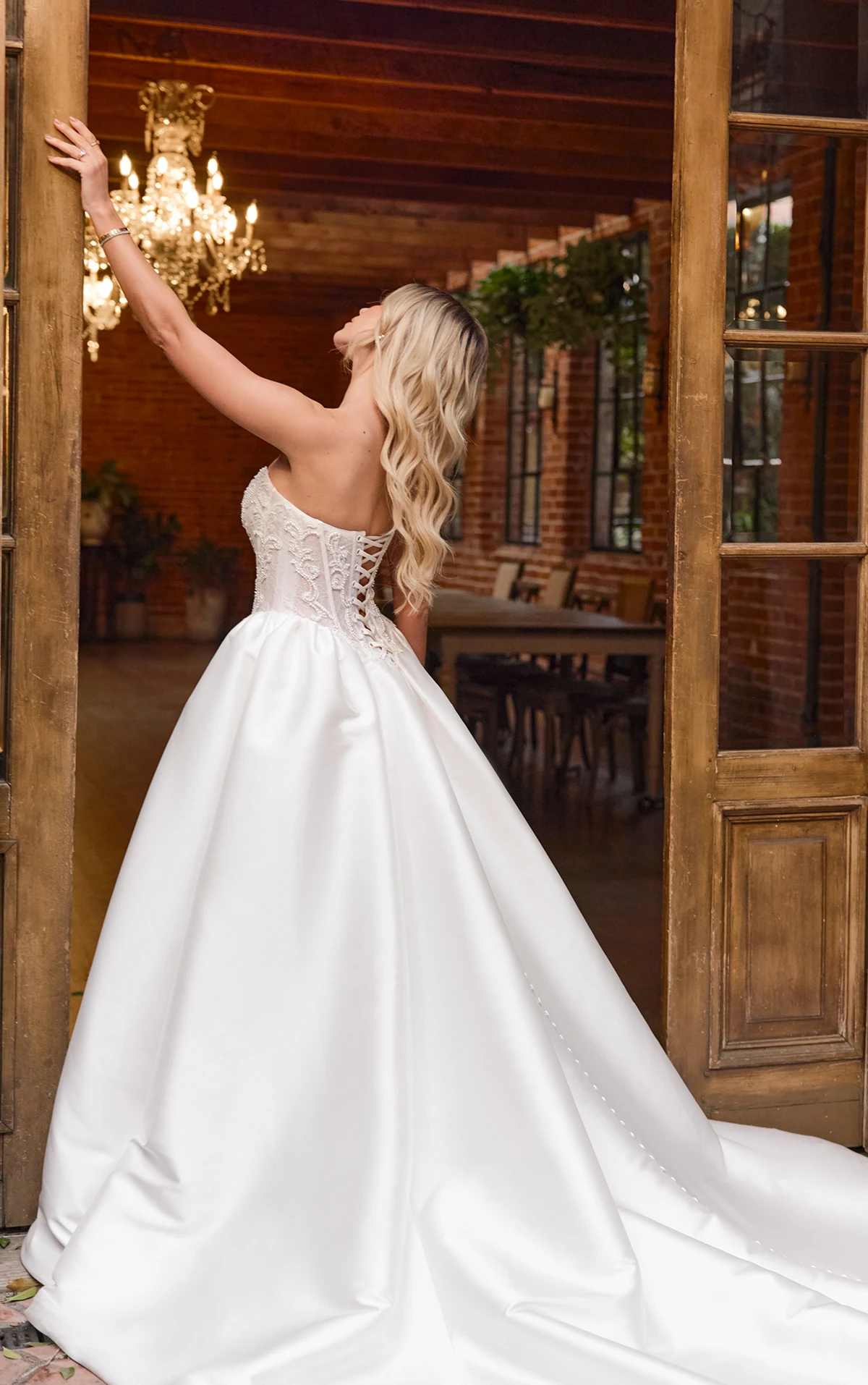 Strapless Mikado Ballgown Wedding Dress with Corset Bodice - Image 3