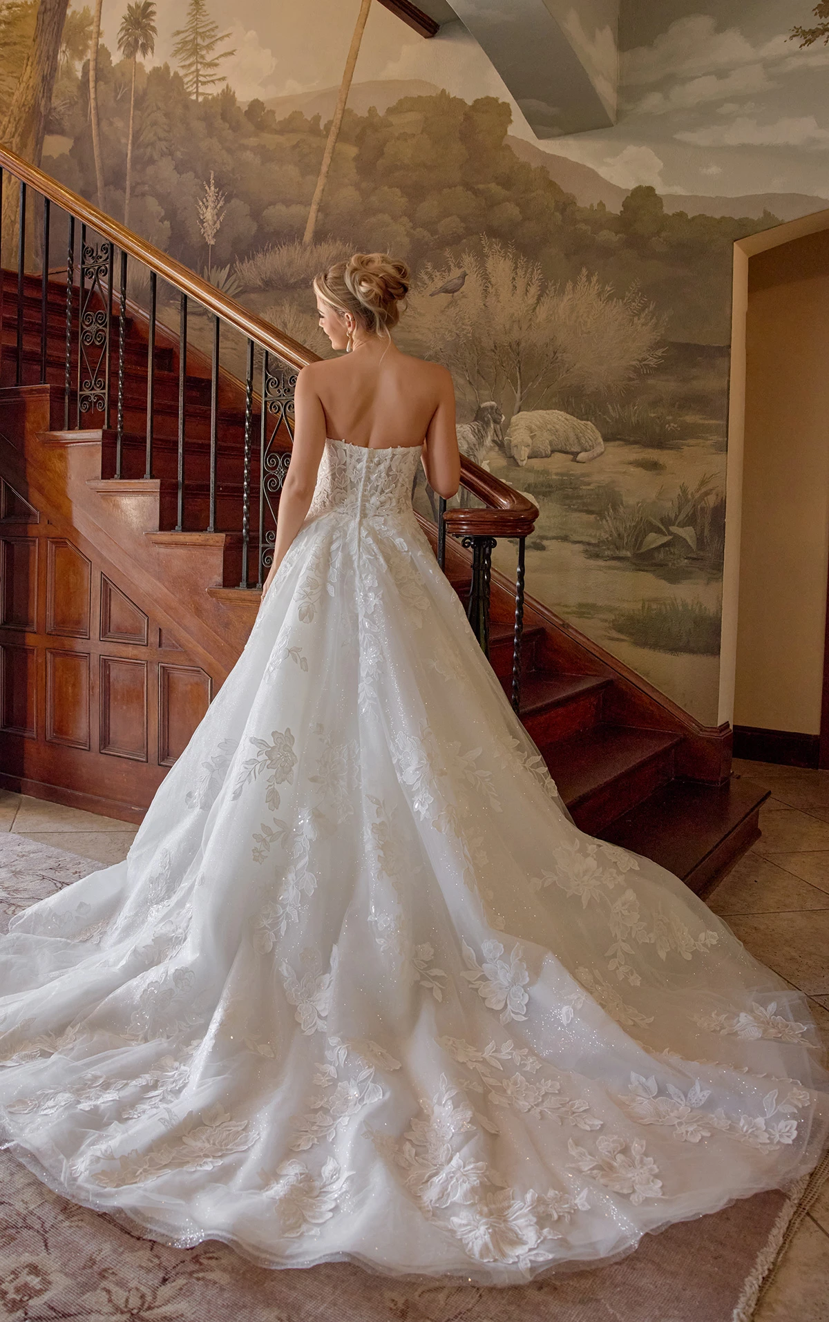 Strapless Leafy Lace Ballgown with Sweetheart Neckline - Image 3